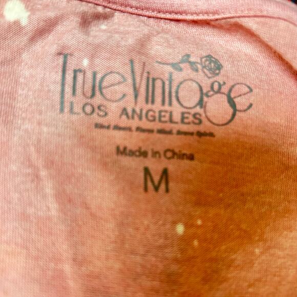 True Vintage Los Angeles Pink Tye Die Hawaii Embroidered Short Sleeve Medium - Picture 7 of 7